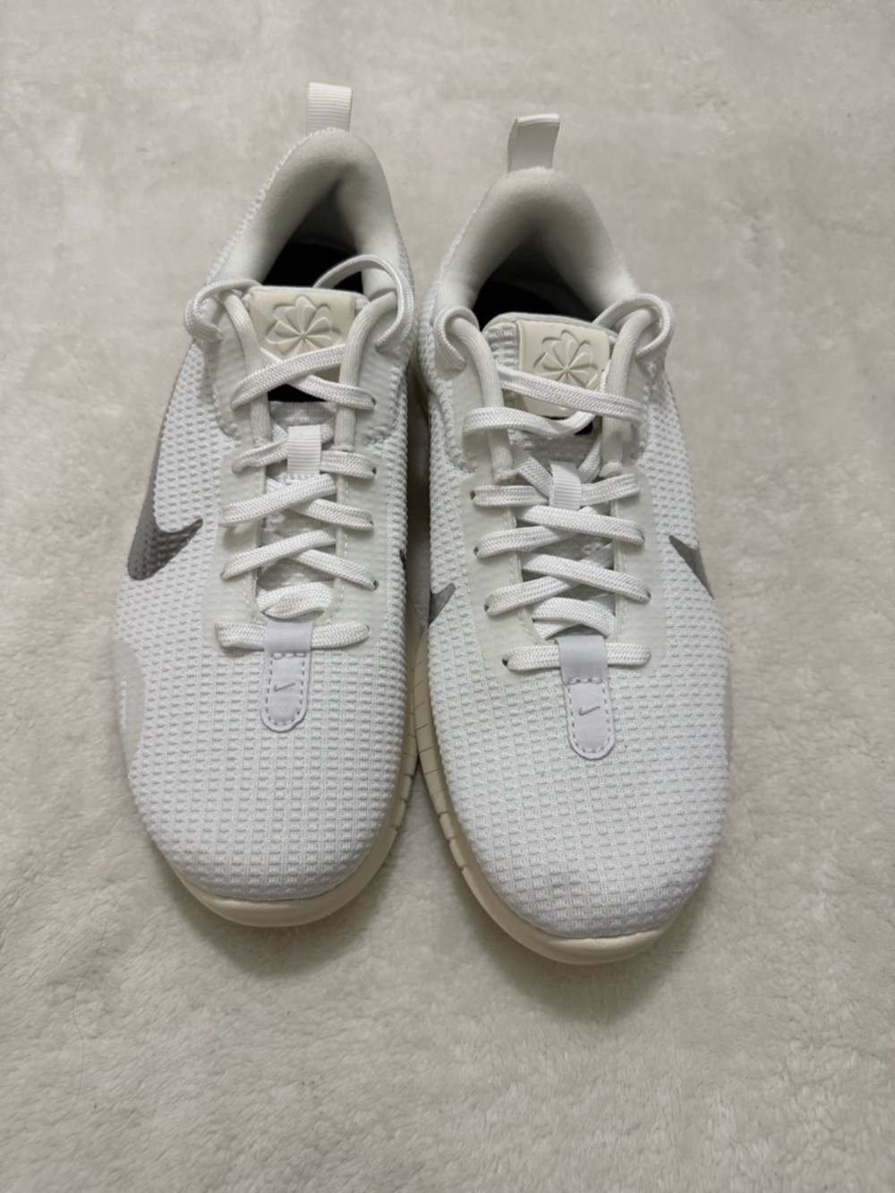Nike Women’s White Athletic Sneakers with Gray Swoosh